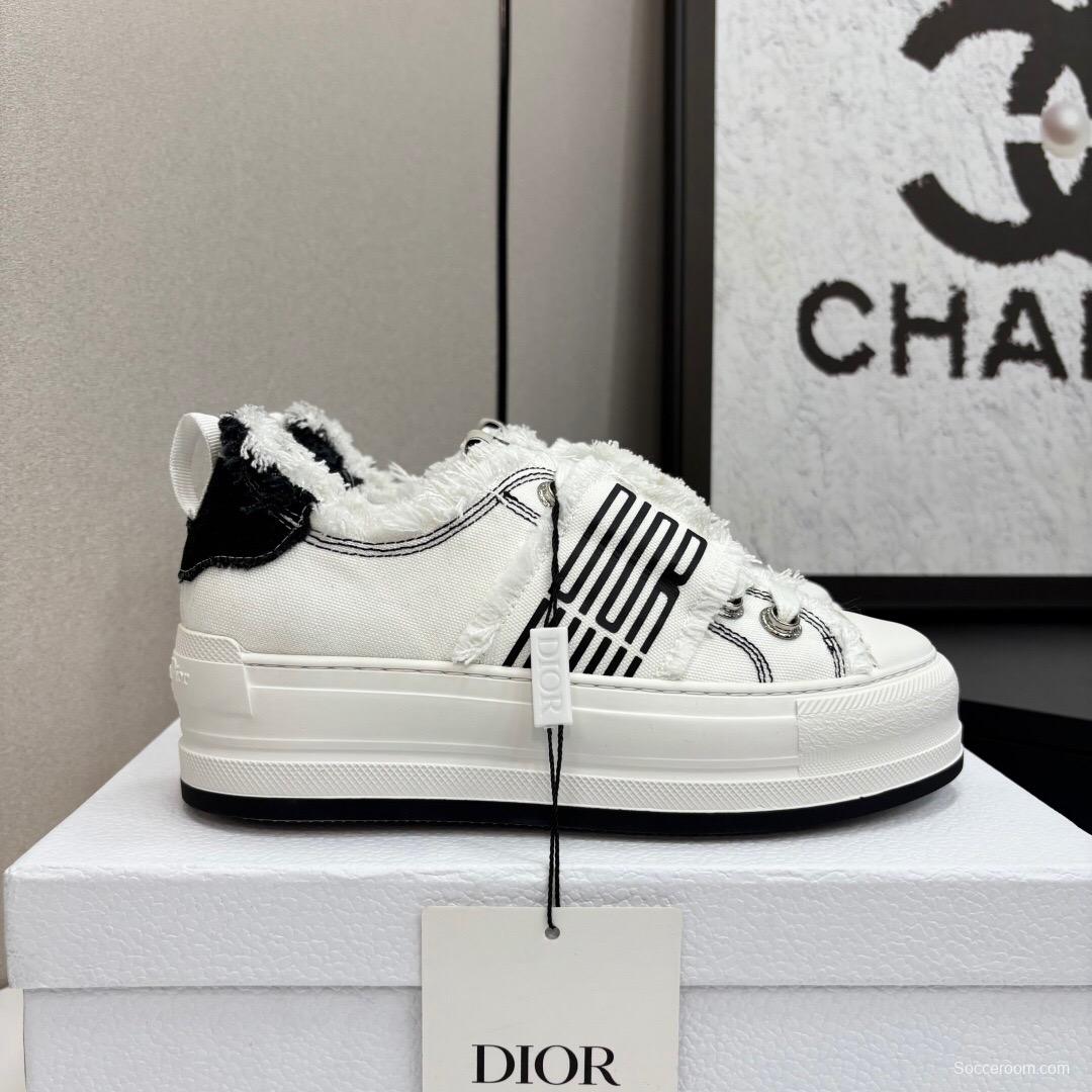 2025 Women Dior White Black Canvas Sneakers LY00300