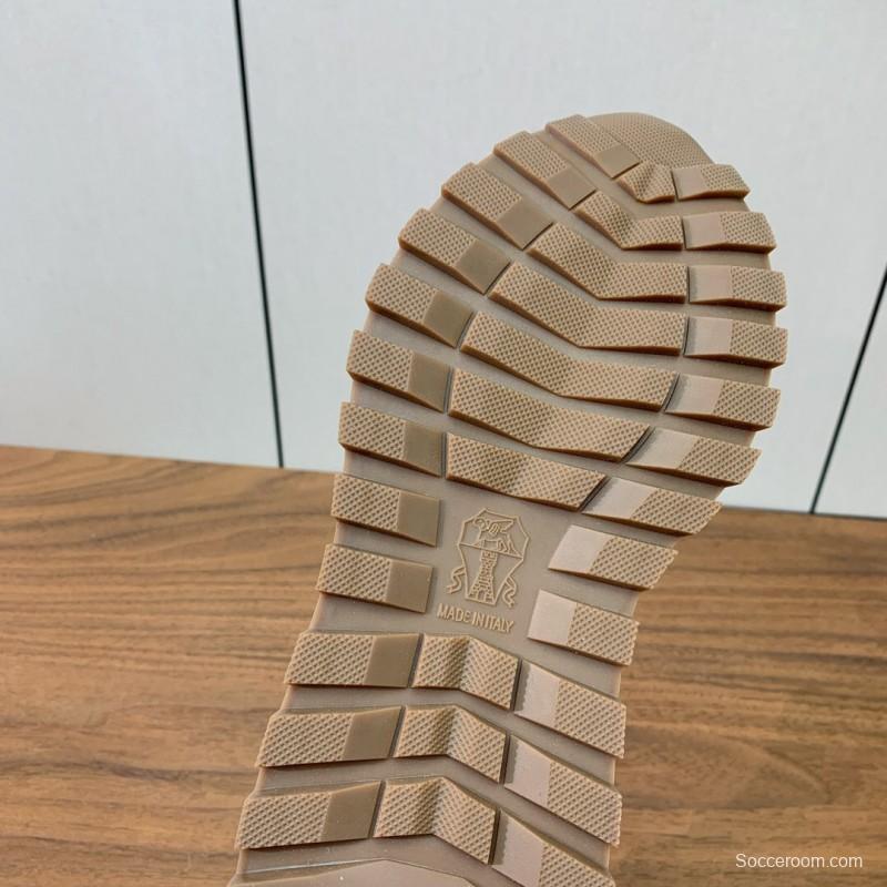 2025 Unisex Brunello Cucinelli Grey White Suede Mesh Leather Sneakers Handcrafted Beaded Chain KFY00310