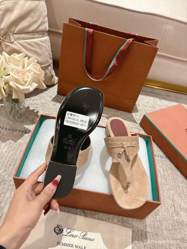 2025 Slippers LP Beige Suede Thong Sandal LY00250