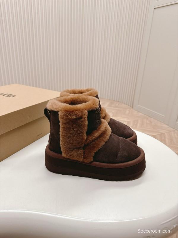 2024 Women UGG Brown Sheepskin Snow Boots MJ00320