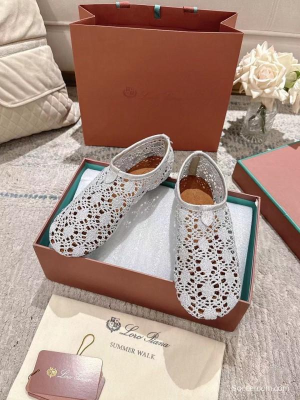 2025 Women LP White Knitted Ballet Shoes LY00250