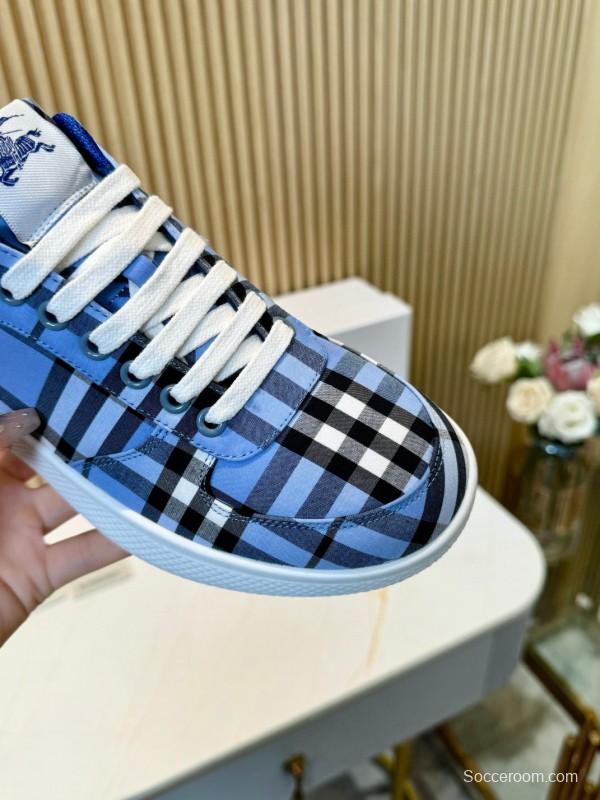 2024 Men Burberry Blue Black White Cotton Casual Shoes MJ00320