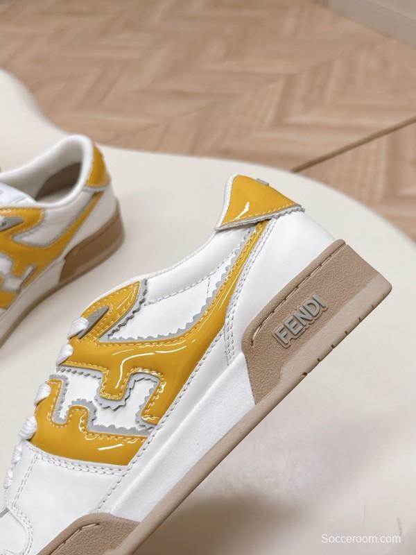 2025 Unisex Fendi White Yellow Leather Plimsolls FD Match LY00360(F)/LY00370(M)