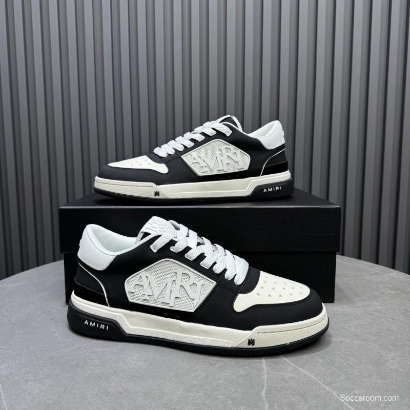 2025 Unisex Amiri Black White Leather Sneakers MJ00360