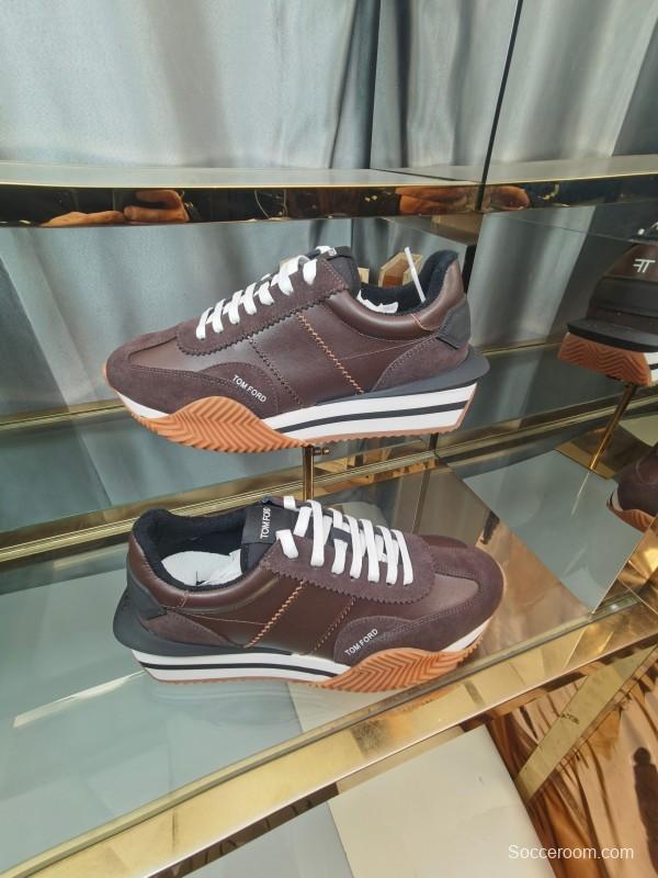 2025 Unisex TOM FORD Brown Black White Leather Cow Leather Sneakers LY00360(F)/LY00370(M)