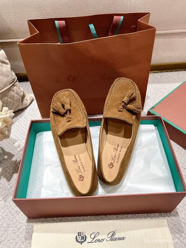 2025 Women LP Brown Suede Loafers Tassel LY00291