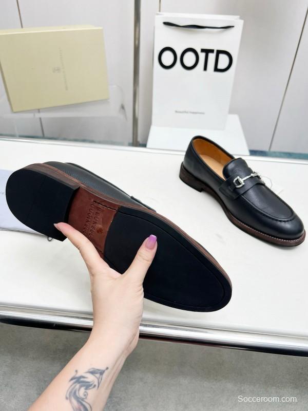 2024 Men Brunello Cucinelli Black Leather Loafers MJ00480