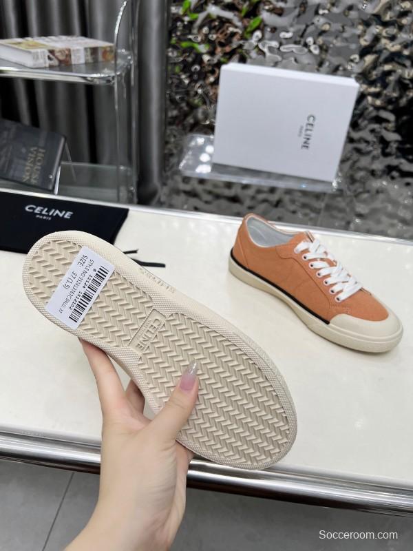 2025 Women Celine Apricot Canvas Sneakers LY00210
