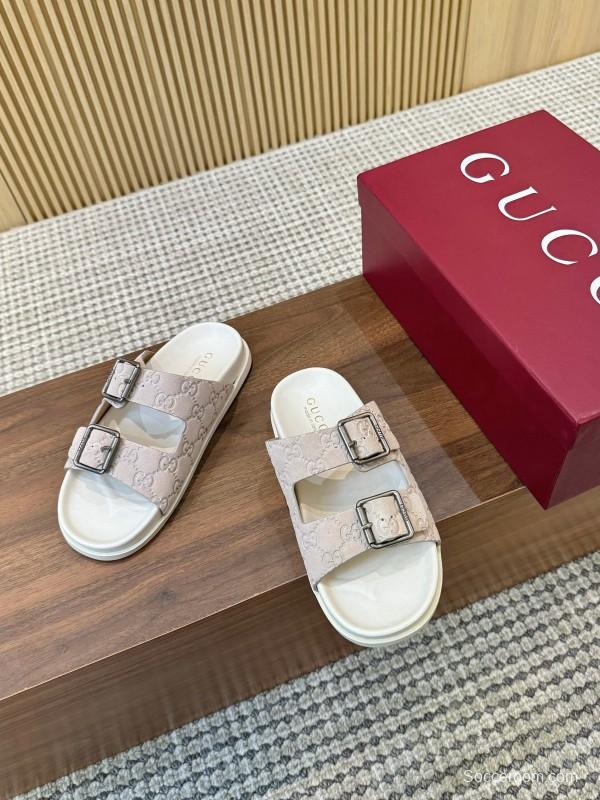 2025 Women Gucci Beige Leather Sandals