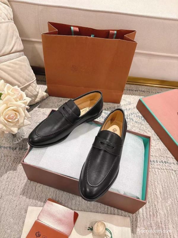 2025 Women Le Parmentier Black Leather Loafers LY00340