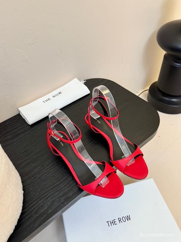 2025 Women The Row Red Leather Sandals