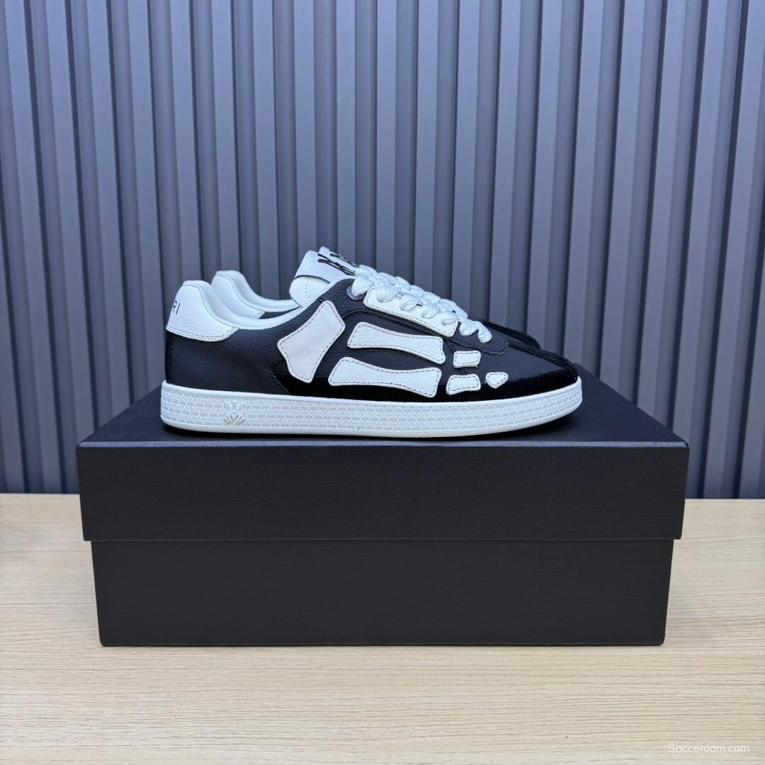 2025 Unisex Amiri Black White Leather Mesh Sneakers Skeleton Design LY00280