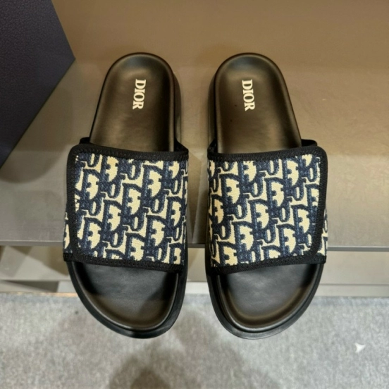2024 Dior Black Canvas Slippers MJ00180