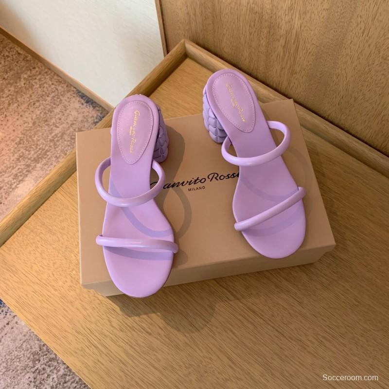 2025 Women Gianvito Rossi Purple Leather Slippers