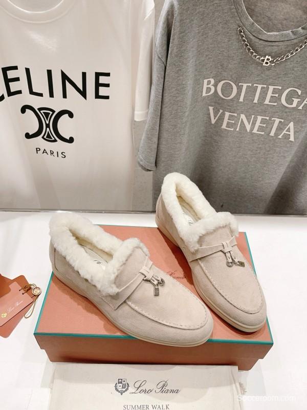 2024 Unisex Le Parmentier Beige Suede Sheepskin Loafers MJ00300