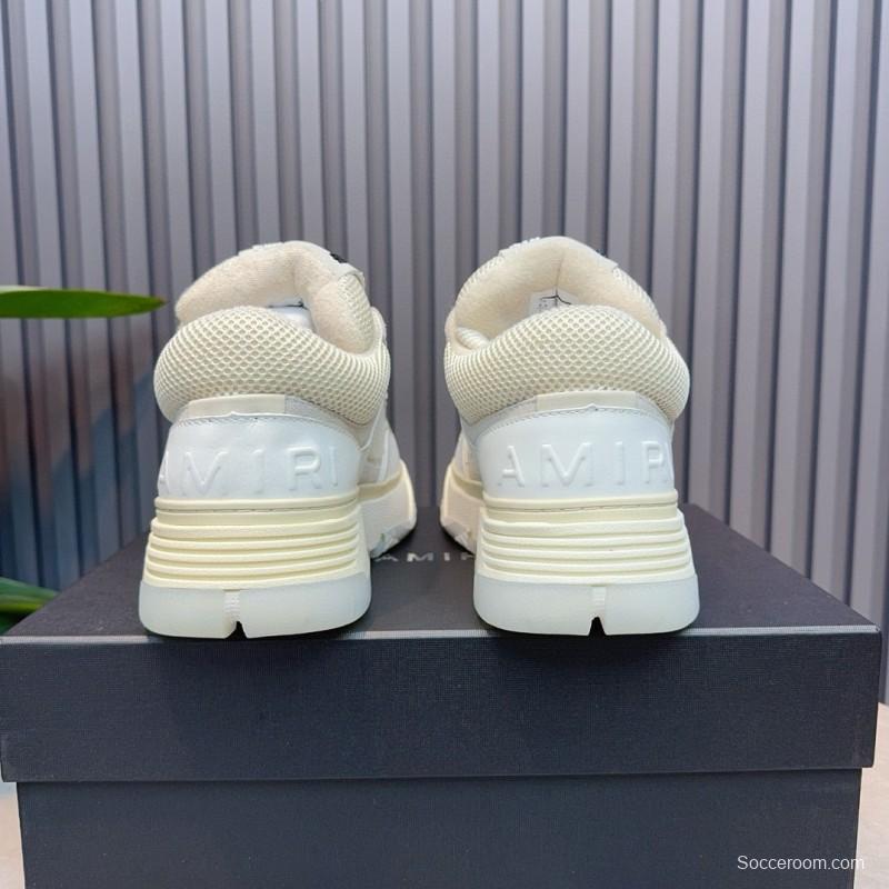 2024 Unisex Amiri White Mesh Leather Sneakers MJ00360
