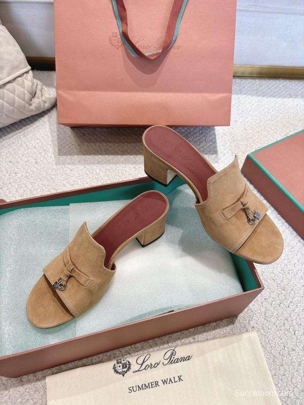 2025 Women LP Beige Suede Mule Sandals