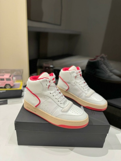 2024 Unisex Yves Saint Laurent White Red Leather Sneakers MJ00390