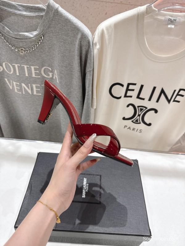 2025/Women Yves Saint Laurent Red Patent Leather Elegant High Heel Sandals LY00360(F)