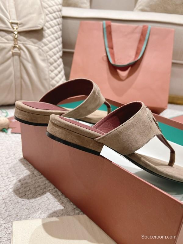 2025 Slippers Le Parmentier Brown Suede Slippers LY00250