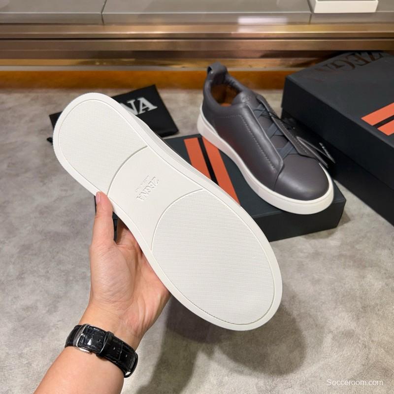 2024 Men Ermenegildo Zegna Gray Calfskin Casual Sneakers MJ00280