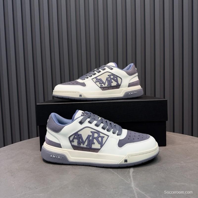 2025 Unisex Amiri White Grey Leather Sneakers MJ00360