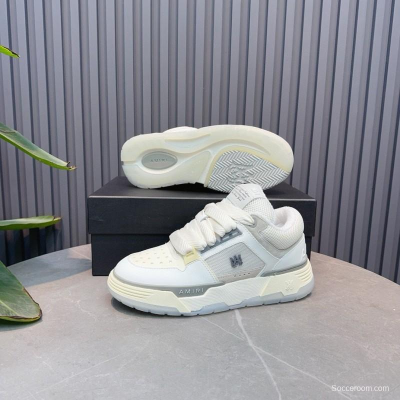 2024 Unisex Amiri White Beige Leather Mesh Sneakers MJ00360
