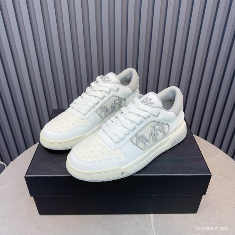 2025 Unisex Amiri White Grey Leather Sneakers MJ00360