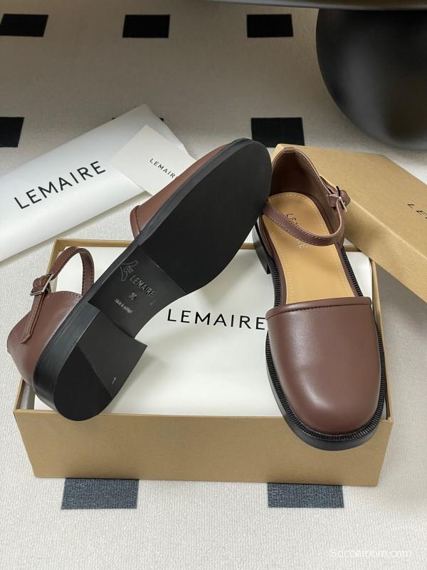 2025 Women Lemaire Brown Leather Mary Jane Shoes