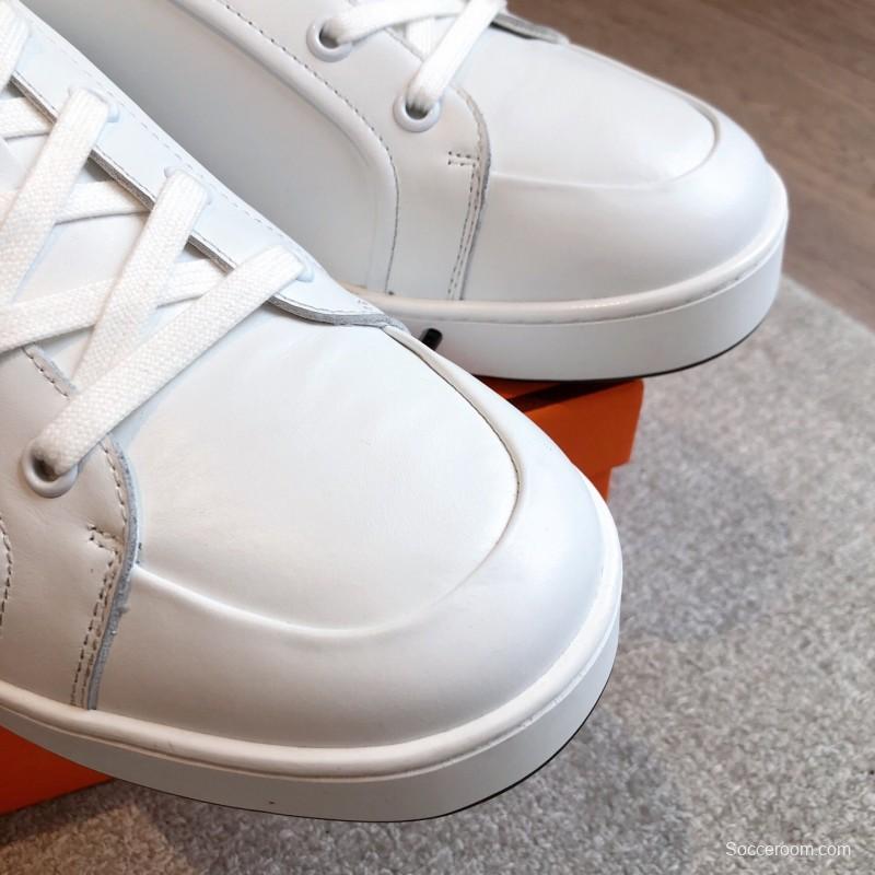 2025 Women Hermès White Leather Sneakers