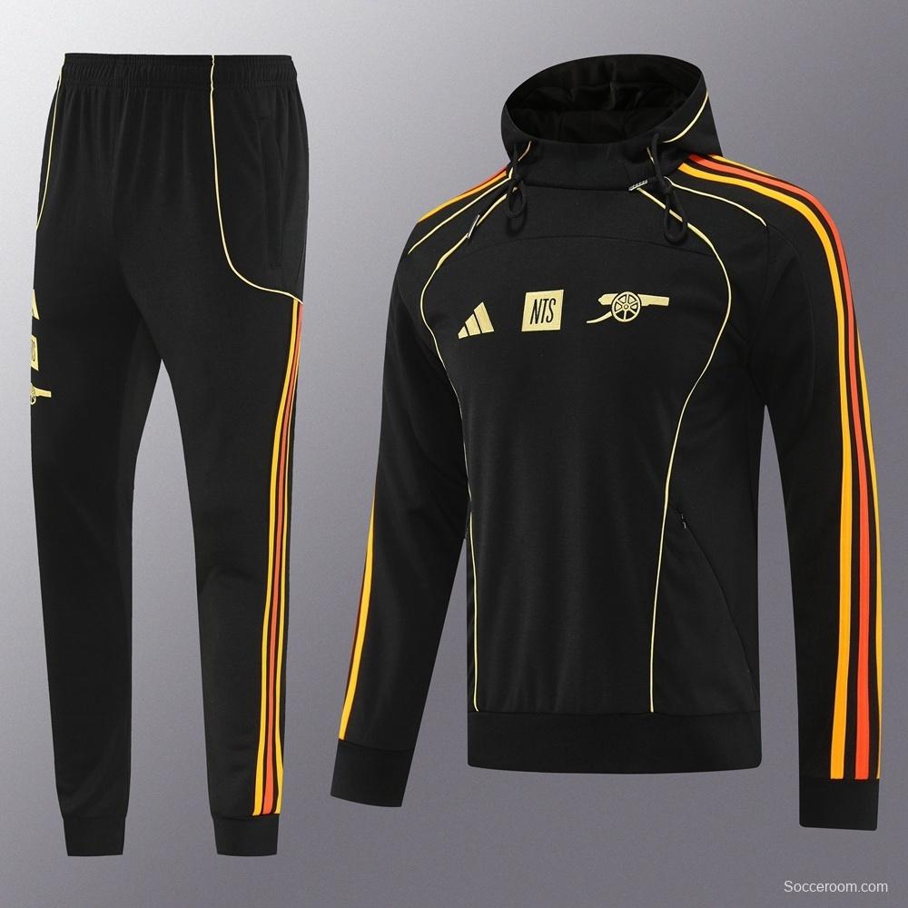 25/26 Arsenal Black Full Zipper Jacket + Long Pants