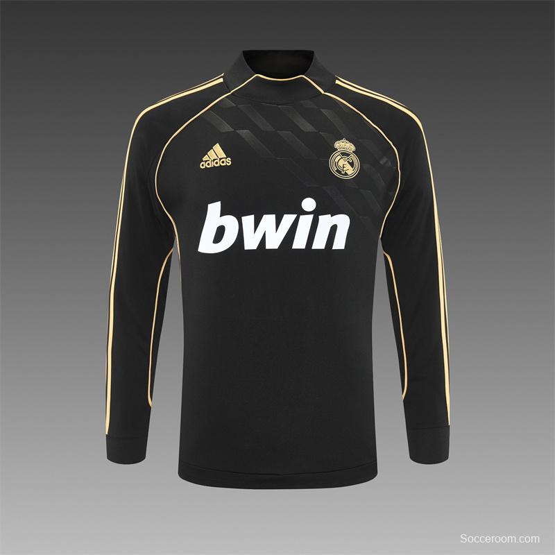 Retro 11/12 Real Madrid Black Half Zipper Jacket