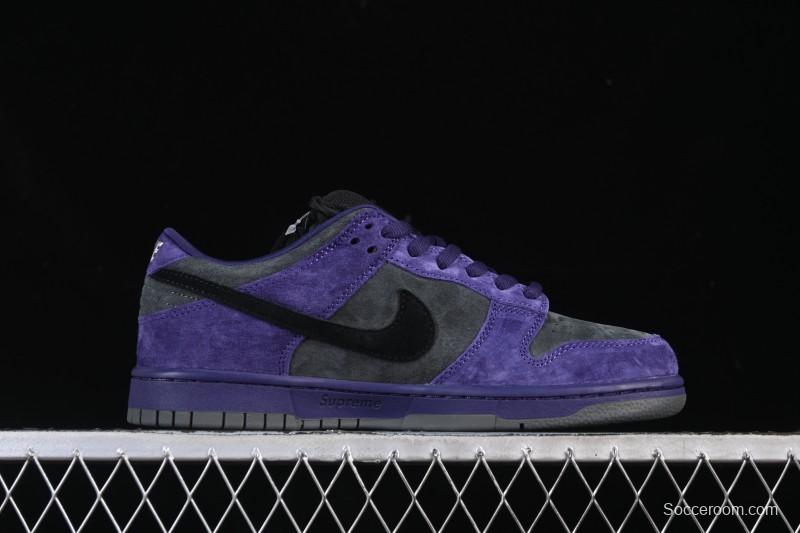 Nike Supreme x Dunk SB Dunk Low Casual Skate Shoes Gray Purple - HQ8487-500