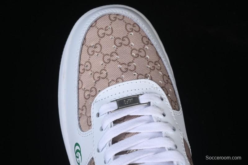 Nike Air Force 1 '07 Low Gucci Collaboration Pattern Grass Green Casual Sneakers - AH8462-004