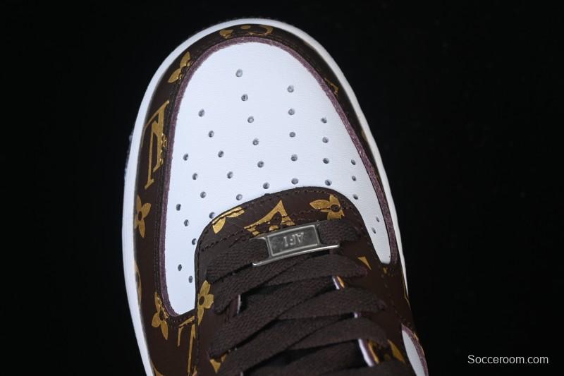 Nike Air Force 1 '07 Low LV Collaboration Classic White Brown Casual Sneakers - CZ3986-004