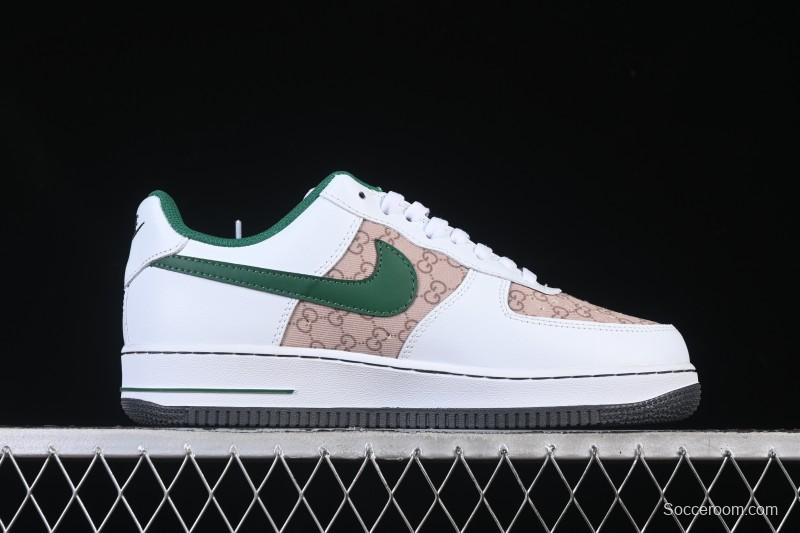 Nike Air Force 1 '07 Low Gucci Collaboration Pattern Grass Green Casual Sneakers - AH8462-004