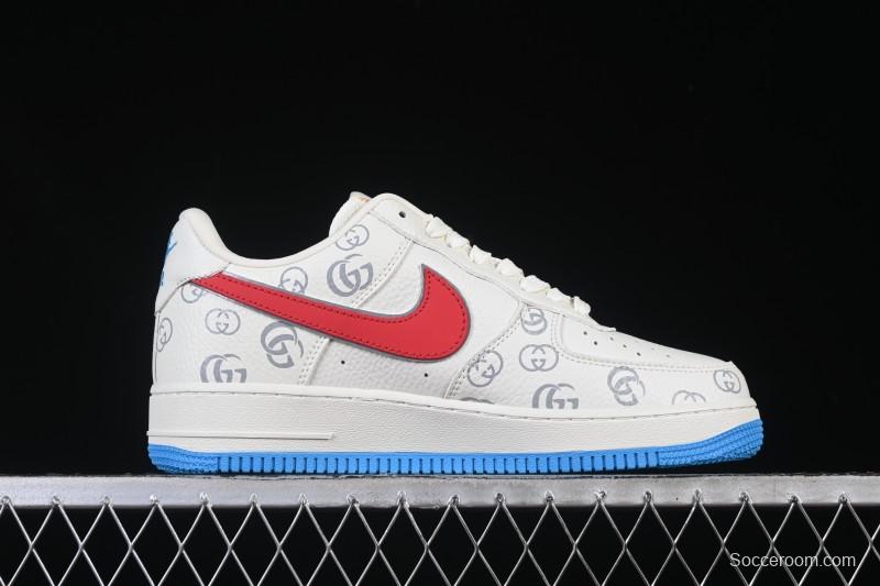 Nike Air Force 1'07 Low Gucci Collaboration White Red Blue Low-Top Casual Sneakers - SC0601-572