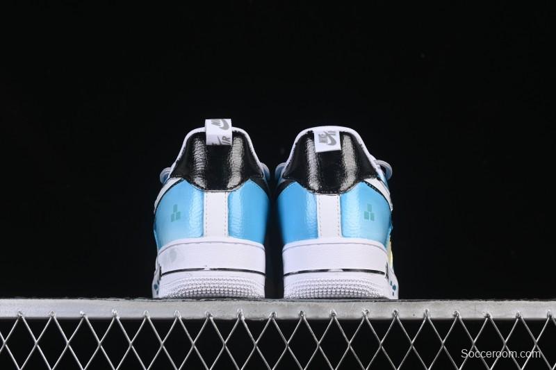 Nike Air Force 1'07 Low Hand-drawn Graffiti Electric Blue Tone Casual Sneakers - FB8917-300