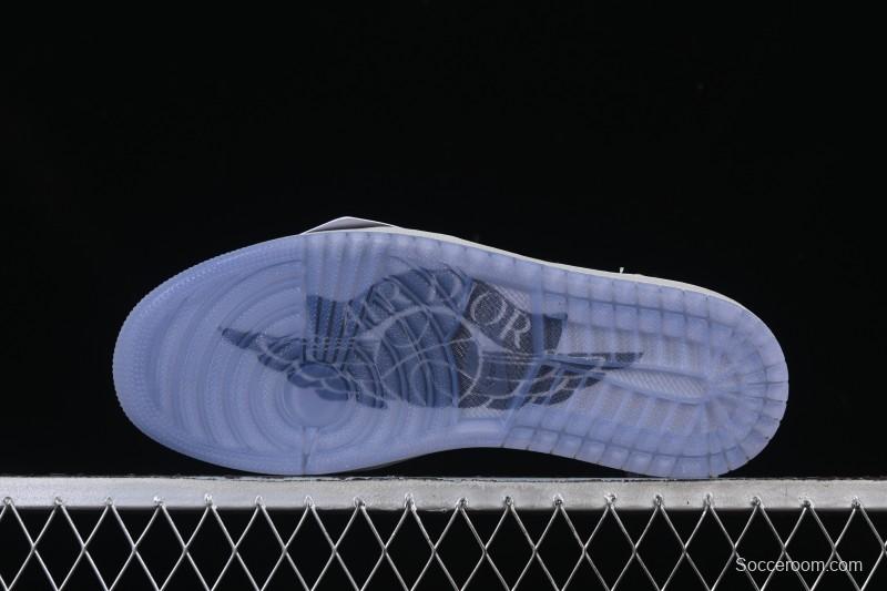 Dior Air Jordan 1 Low White Grey Collaboration Low-Top Sneakers - CN8608-002