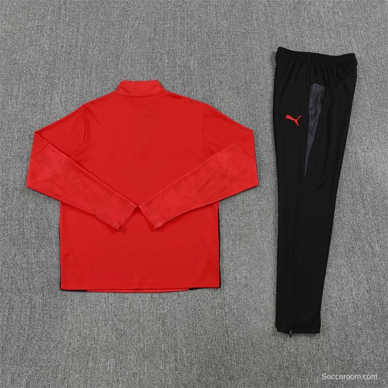 25/26 AC Milan Red Camouflage Half Zipper Jacket+Long Pants