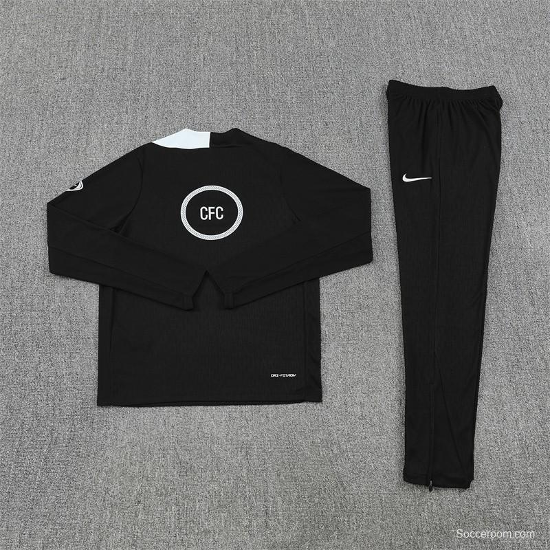 Player Version 25/26 Chelsea Black T90 Half Zipper Jacket+Long Pants