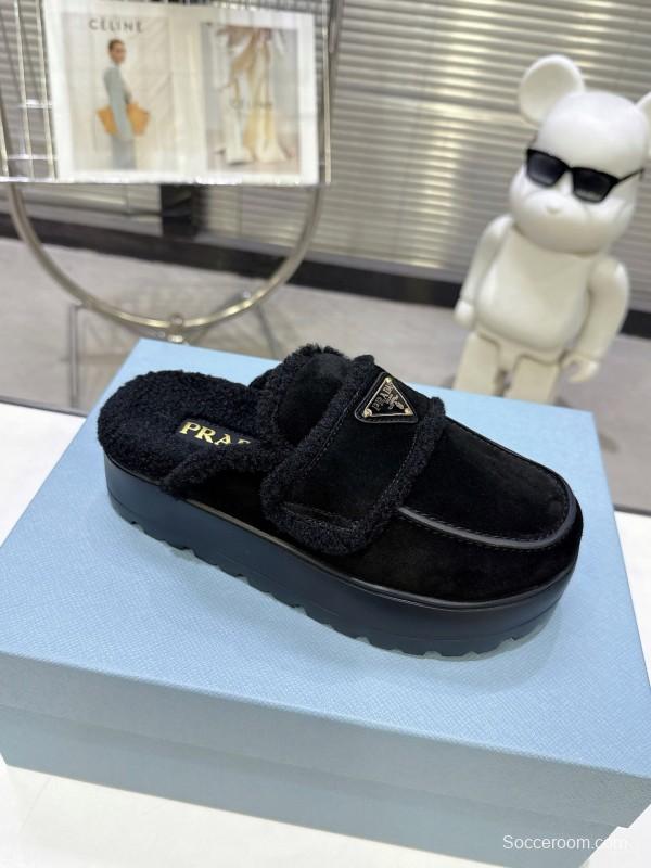 Prada Spring/Summer 2025 Runway Shearling Slippers - KFY00280