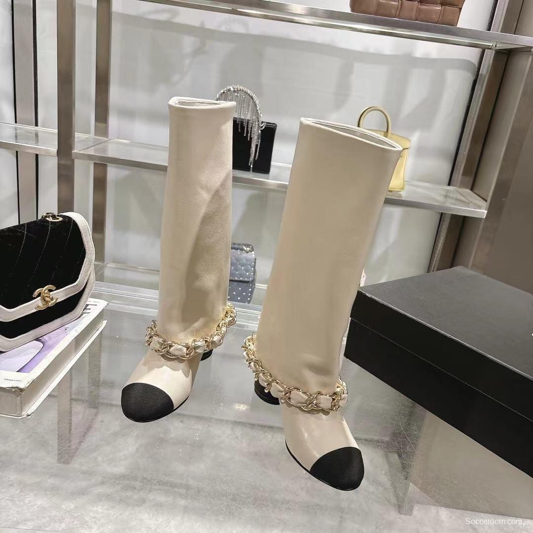 Chanel 2025/SS Runway Turn-Cuff Large Chain Chunky Heel Boots - LY00510