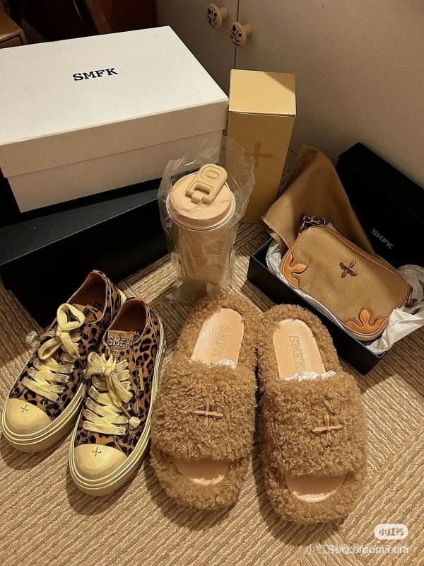 SMFK 2025SS Fur Mule Sandals Latest Popular Cross Pattern - KFY00230