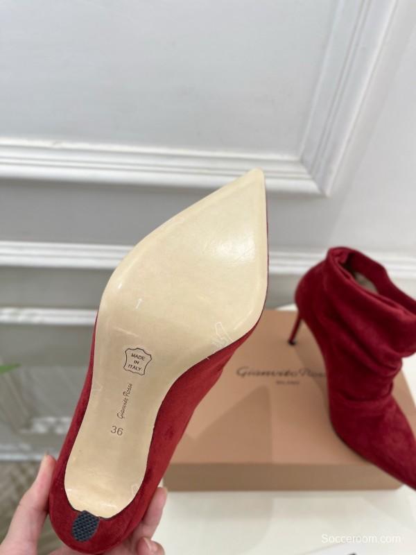 Gianvito Rossi Fall/Winter 2025 GR Pointed Toe Retro Pleated High Heel Ankle Boots - KFY00340