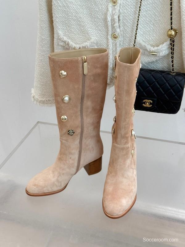 Chanel 25K Double C Metal Buckle High Heel Boots - KFY00530