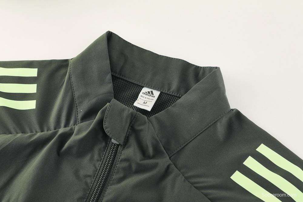 25/26 Real Madrid Dark Green Half Zipper Jacket+Long Pants S-3XL