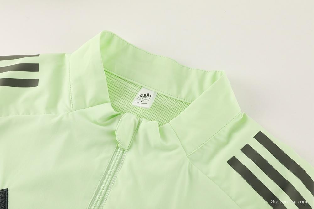 25/26 Real Madrid Light Green Half Zipper Jacket+Long Pants S-3XL
