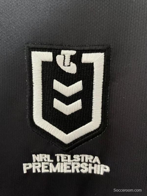 2025 Redcliffe Dolphins Red with Tonal Hoops Home Jersey