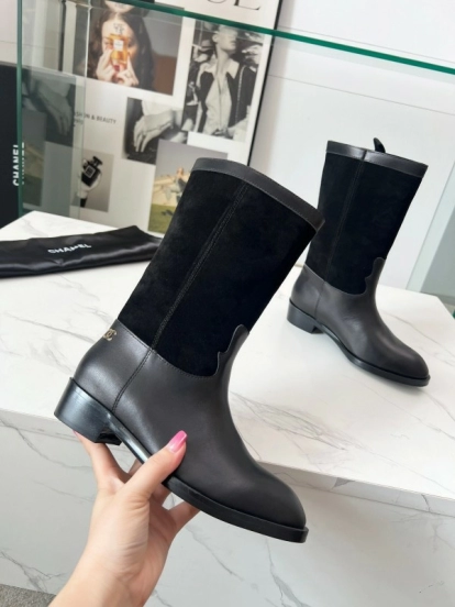 Adidas 2025 SS Suede Color-Block Slip-On Equestrian Boots Retro Western Cowboy Boots - LY00350